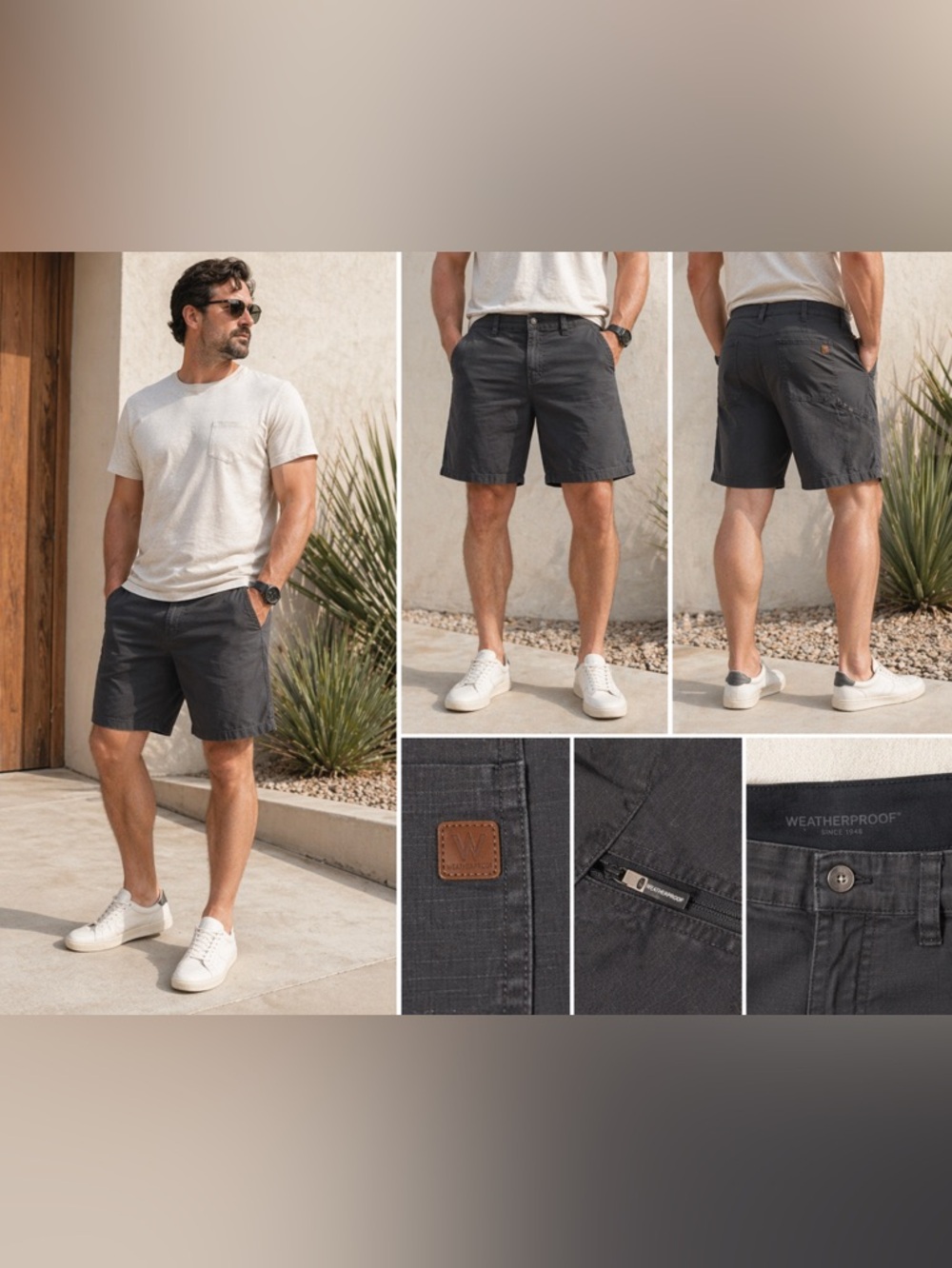 Weatherproof Men’s Ripstop Shorts Gray Size 40 Cotton Blend